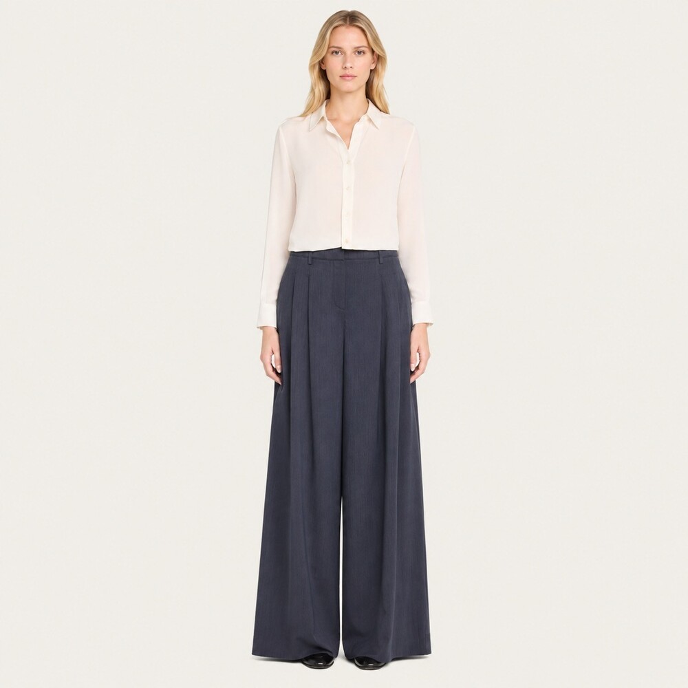 TWP  Didi Wool Blend Wide-Leg Pants Trousers pleated womens size 4 Indigo Blue